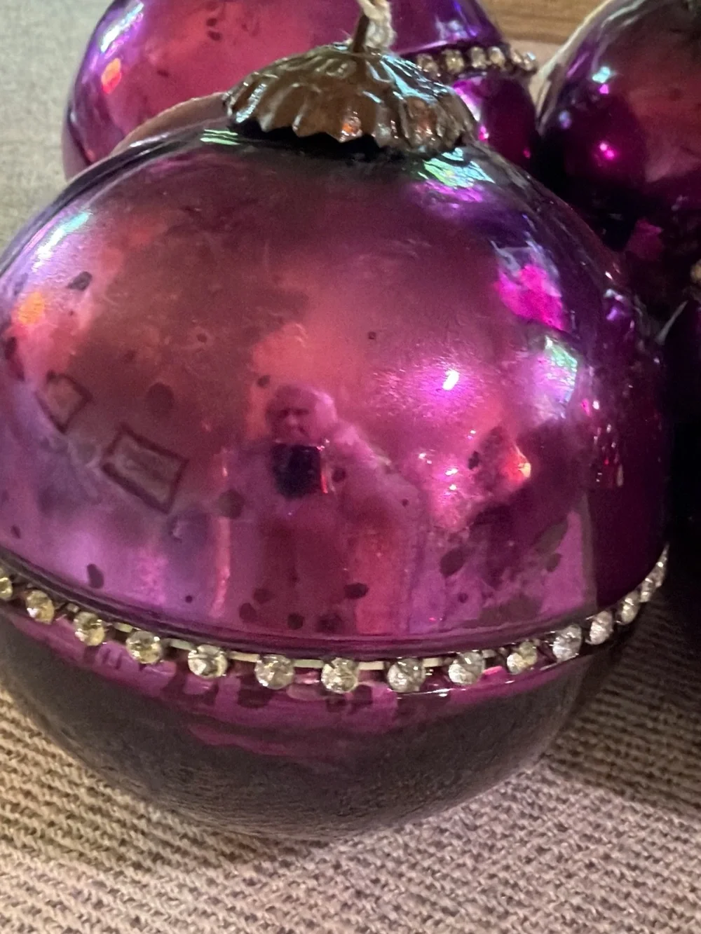 Vintage Christmas Mercury Glass Ornament LOT of 4 measures 4 inch